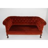 Victorian Button Back Drop End Chaise Longue, Velvet Upholstery