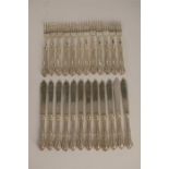 Mappin & Webb, a Set of 12 Silver Plate Fish Knives and Forks