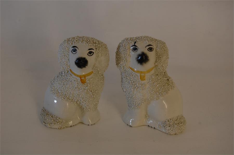 Pair Miniature 19th C Staffordshire King Charles Spaniels