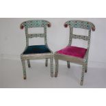 Pair Early 20th C. Indian Enameled / Tin Chairs