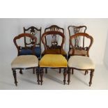 Six Victorian / Edwardian Dining Chairs Including Three Balloon Back on Turned Legs