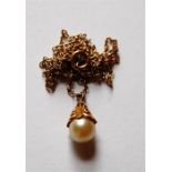 9ct Gold Chain with Pearl Drop Pendant