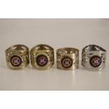 Four Turn of the Century Enamel / Silver Plate Castle Line Ships Napkin Rings