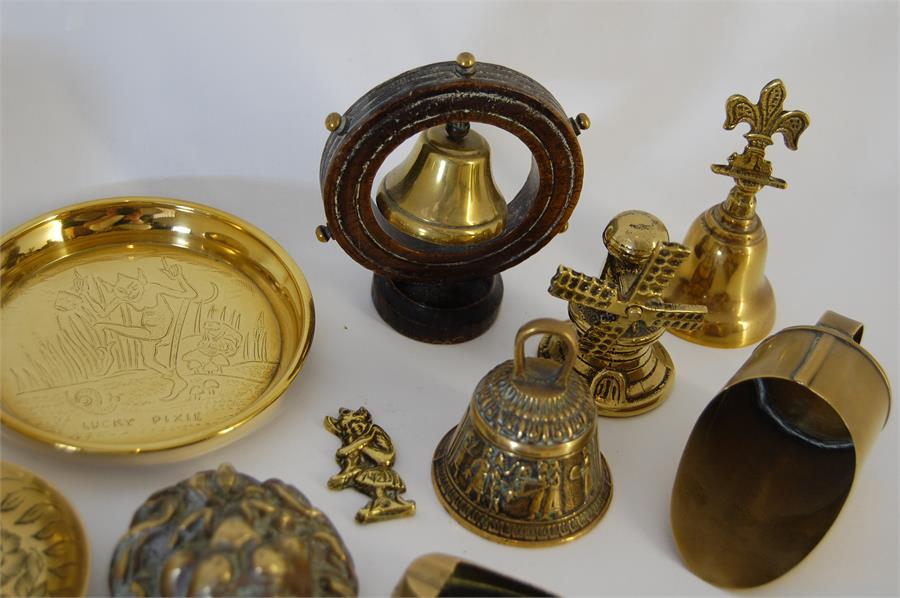 Collection of Small Brass items including a Candle Snuffer, Match Box Holder, etc. - Image 3 of 4