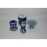 Four Items Blue Wedgwood Jasper Ware