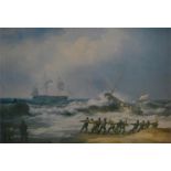 WILLIAM JOY (1803 - 1859) 20th Century Framed Print, Lifeboat Going To Vessel In Distress