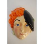 Early 20th Century Beswick Ware Art Deco Wall Mask No.8205 R.H.