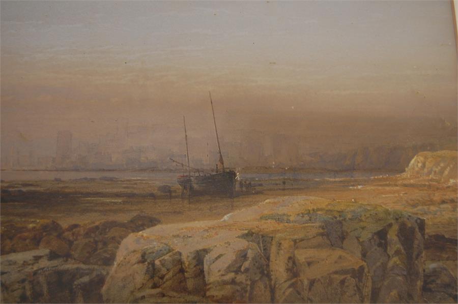 EDWARD RICHARDSON (1810-1874) View of Town and Shoreline, Watercolour, 25 cm x 58 cm - Image 2 of 5