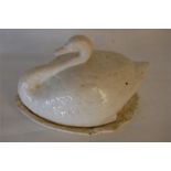 19th Century Large Porcelain Butter Dish in the Form of a Swan