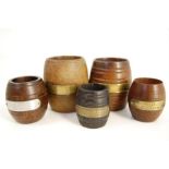 Five Vintage Miniature Ships Barrels Made from the Timber of Various Ships