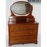 An Edwardian Dressing Table With Large Oval Mirror