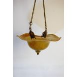 French Art Deco Brass and Glass Ceiling Light / Chandelier by Daum