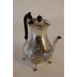 Fine Edwardian Silver Embossed Coffee/Chocolate Pot, Edward Barnard & Sons Ltd