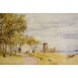 SAM BOUGH (1822 - 1878) RSA, Loch side Church Ruin, Signed Dated August 24th 1870