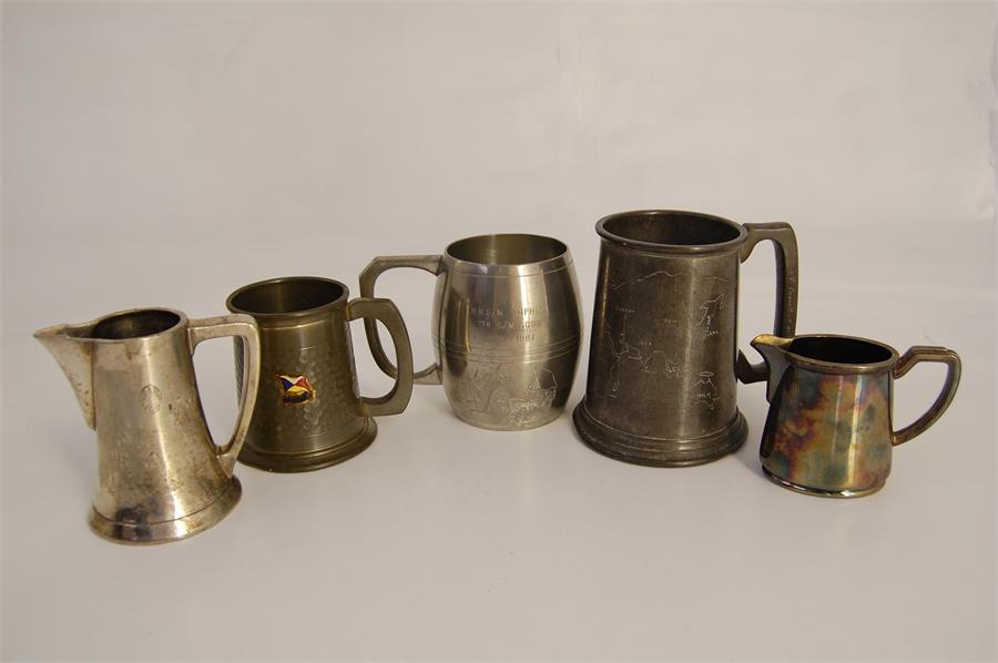 Five Vintage Silver Plate / Pewter Ships Items