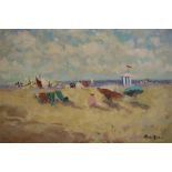 20th Century, Oil on Board, Beach Scene, Signed Lower Right