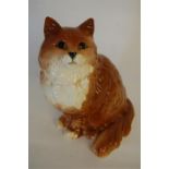 Brown and White Beswick England Sitting Cat, H 22cm approx