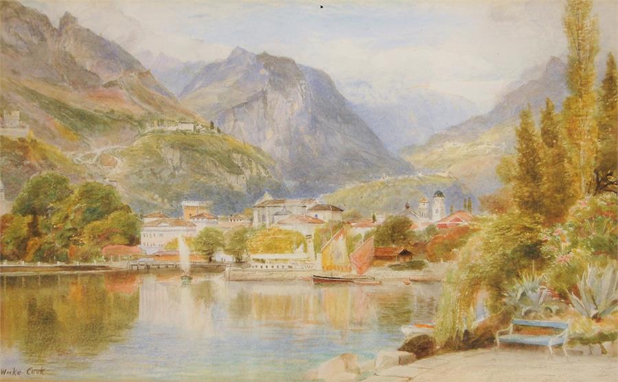 EBENEZER WAKE COOK (1843 - 1926) River, Lago di Gaudo, Pencil and Watercolour, 18.5 cm x 30 cm