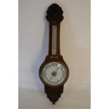 Edwardian Oak Cased Aneroid Banjo Barometer, F Robson & Co. Newcastle Upon Tyne