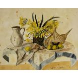 Andre Dunoyer DE SEGONZAC (1884 - 1974), Still Life Jug Vase of Flowers and Fruit