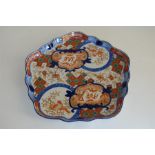 19th Century Large Japanese Imari Pentagona Platter with Raised Scalloped Edge