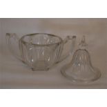 19th C Glass Lidded Two Handled Jar, H 19cm