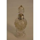 Cut Glass Silver Rim Perfume Bottle, Birmingham 1923