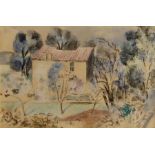 NASH, Paul (1889 - 1946) - The French Farm, Study in Watercolour and Pencil, Inscribed