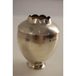 Lidded Hand Beaten Silver Vase, London 1985 Maker EIP