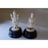 Two Miniature Carved Ivory Figurines - Hindu Deities - Brahma & Vishnu