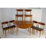 Vintage Circulare Elliotts of Newbury Teak Drop Leaf Dining Table and Six Matching Chairs