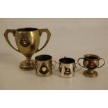 Four Early 20th Century Silver Plate Ships Two / Three Handled Cups