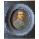 17th Century Miniature Oval Portrait on Copper of a Gentleman in Ebony Frame