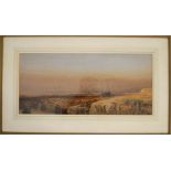 EDWARD RICHARDSON (1810-1874) View of Town and Shoreline, Watercolour, 25 cm x 58 cm