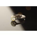 A Period Platinum Single Stone Ring Featuring a Central Round Brilliant Cut Diamond 1.60ct