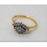 18ct Gold Ring Set Sixteen Diamonds Size N, gross weight 2.1 grams