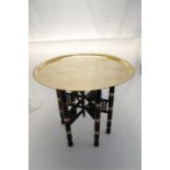 Early 20th Century Finely Engraved Egyptian Tray Diameter on Inlaid Stand, 64cm