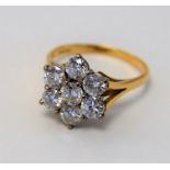 18ct Gold Diamond Cluster Ring, Seven Brilliant Cut Diamonds Approx 1.4ct Total, Size M 1/2
