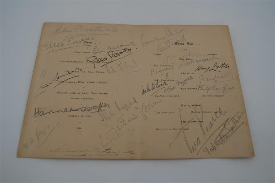 Gallery First Nighters' Club Menu 1936 With Various Signatures inc. Laurence Olivier, etc. - Image 2 of 3