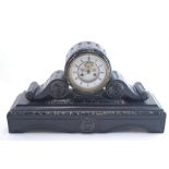 19th C. Black Marble 14 Day French Strike Brocot Escapement Chiming Mantle Clock