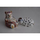 Two Royal Crown Derby Tiger Cub Paperweight, Boxed. One Gold, One Chinese New Year.