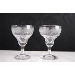 Pair 18th / 19th Century Rummers Engraved With Vine Leaves and Grapes