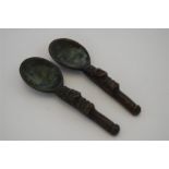 Pair Bronze Tribal Spoons
