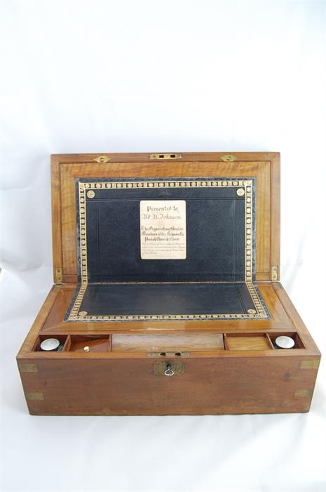 A Brass Bound Victorian Mahogany Writing Box With Internal Secret Drawer - Image 2 of 2
