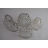 Four 19th / 20th C Glass Jelly Moulds