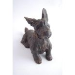 An Early 20th C. Cold Cast Spelter Cigarette Lighter in the form of a Scottish Terrier