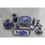 Blue & White Burleigh Ware Willow Pattern Part Dinner Service