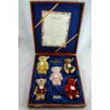 Steiff Limited Edition Set of Five Baby Bears in Wooden Presentation Case