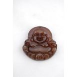 20th Century Brown Jade Carved Buddha Talisman