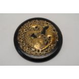 19th / 20th Century Pierced Circular Brass Mounted Plaque of a Phoenix